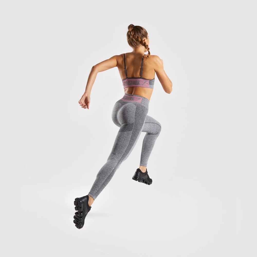 Gymshark Flex High Waisted Leggings - Charcoal Marl/ Dusky Pink in size small